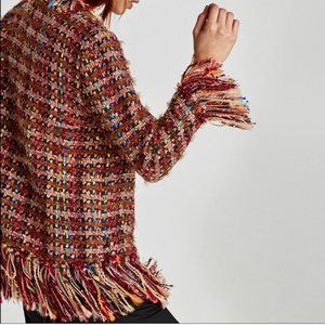 Zara Tweed Knit Multicolor Sweater
